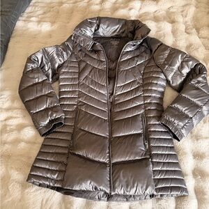 a.n.a Women's Metallic Gray Puffer Jacket